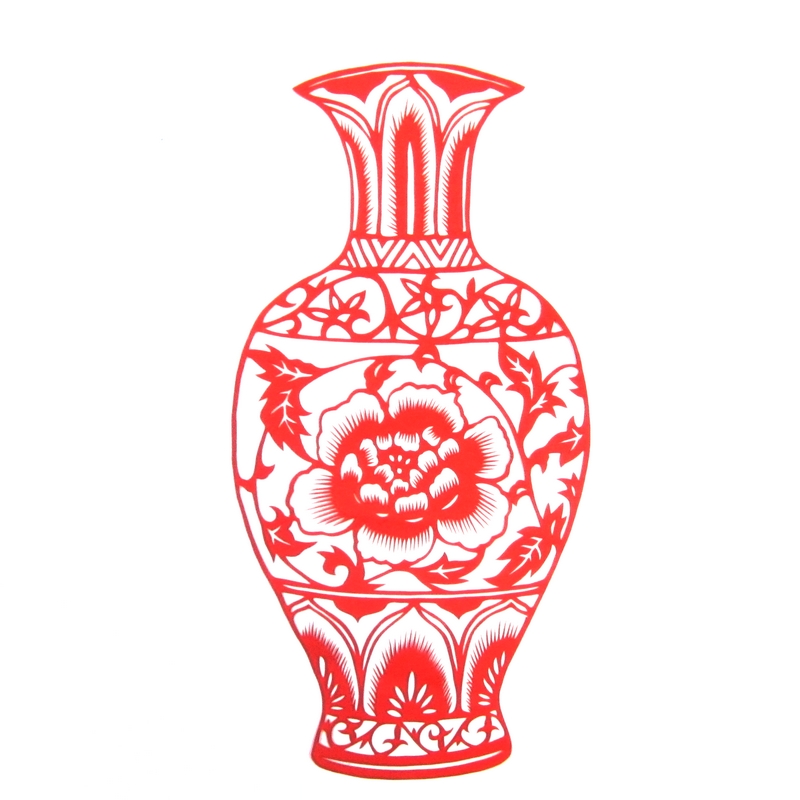 11款精美手工紅花瓷剪紙，茶壺剪紙工藝品