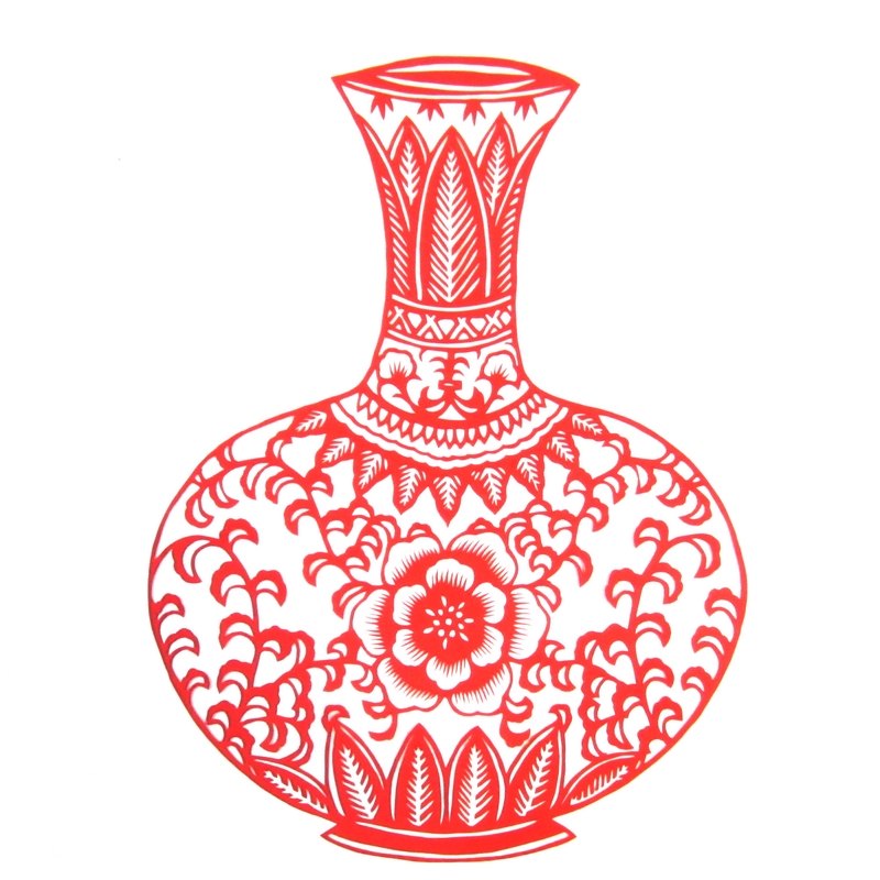 11款精美手工紅花瓷剪紙，茶壺剪紙工藝品