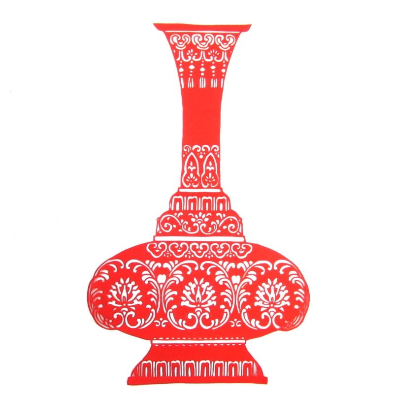 11款精美手工紅花瓷剪紙，茶壺剪紙工藝品