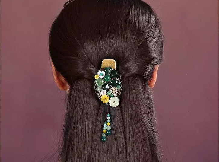 時(shí)尚家佳樂文學(xué)精致彩玉裝飾古風(fēng)發(fā)夾頭飾