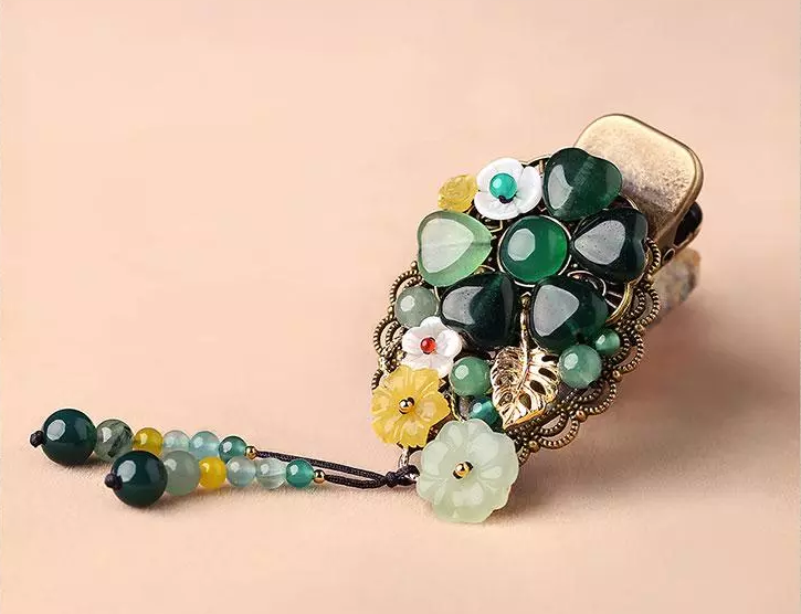 時(shí)尚家佳樂文學(xué)精致彩玉裝飾古風(fēng)發(fā)夾頭飾