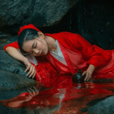 紅衣女子霸氣頭像，唯美古風真人女子頭像