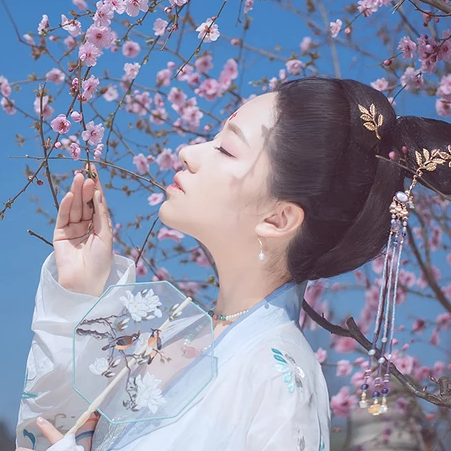 梅花少女唯美古風少女真人頭像