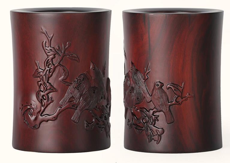 黃花梨筆筒，筆筒中的君子