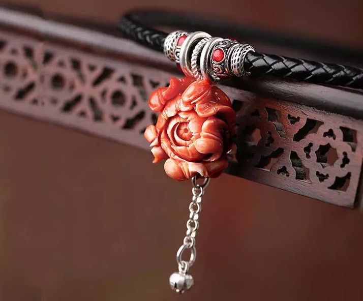 時尚家佳樂文學紅色立體花朵吊墜項鏈首飾