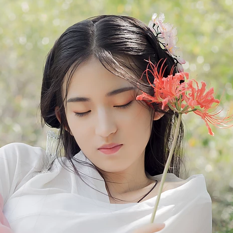 高傲冷艷彼岸花唯美古風真人女生頭像