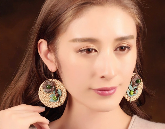 怡圓藤編草墊耳環(huán)，時尚家佳樂文學(xué)首飾