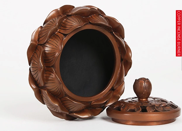 禪意蓮花香爐，仿古紫銅熏香爐