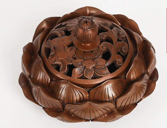 禪意蓮花香爐，仿古紫銅熏香爐