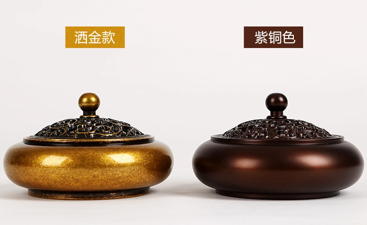 花開(kāi)富貴香爐，鏤空仿古紫銅熏香爐