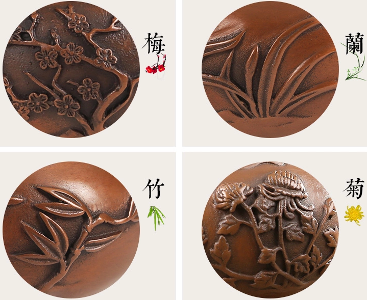 四季花卉香爐，鏤空仿古紫銅熏香爐