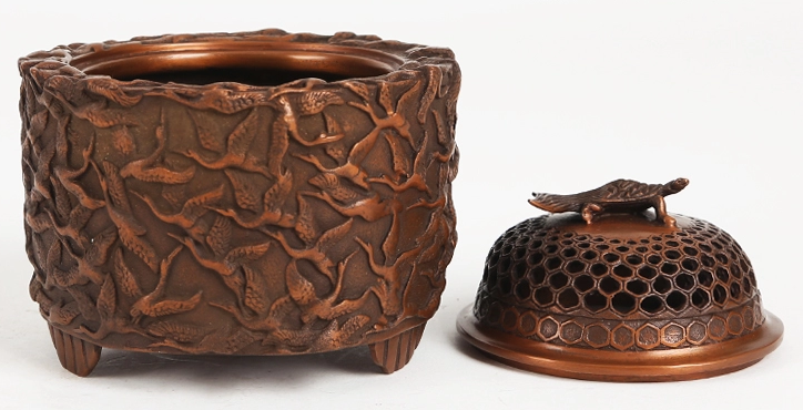 千鶴紫銅香爐，仿古純銅熏香爐