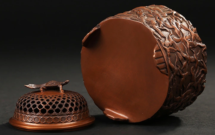 千鶴紫銅香爐，仿古純銅熏香爐