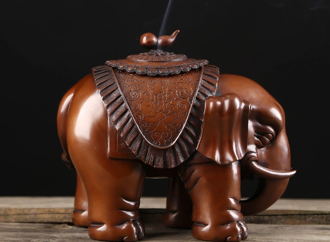 大象紫銅香爐，仿古熏香爐