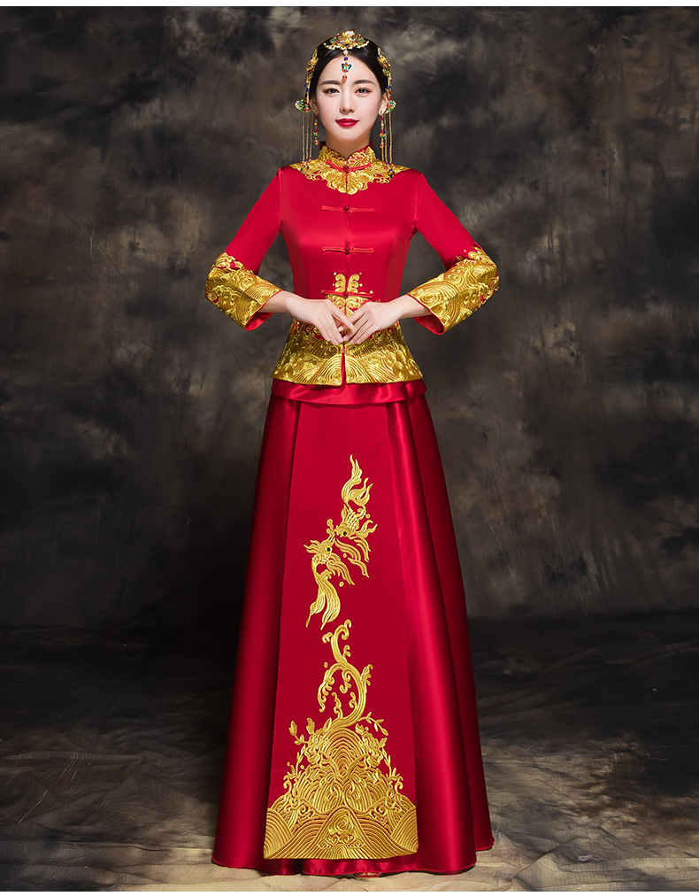 家佳樂文學(xué)新娘秀禾禮服，唯美中式結(jié)婚禮服