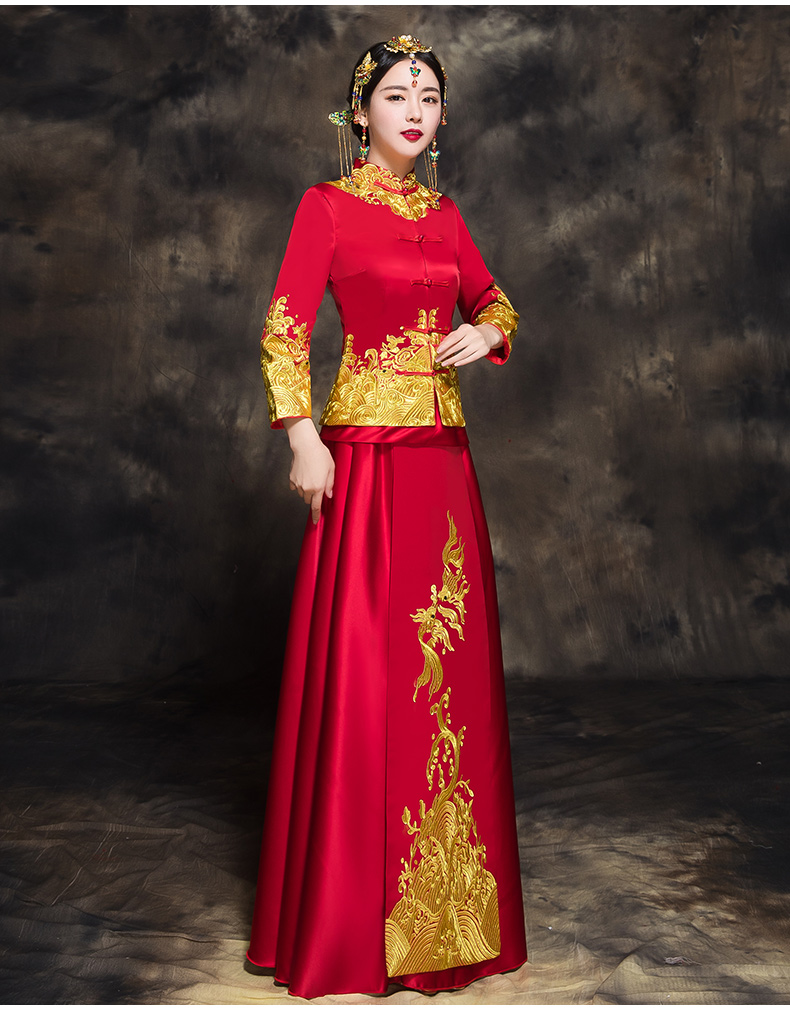 家佳樂文學(xué)新娘秀禾禮服，唯美中式結(jié)婚禮服