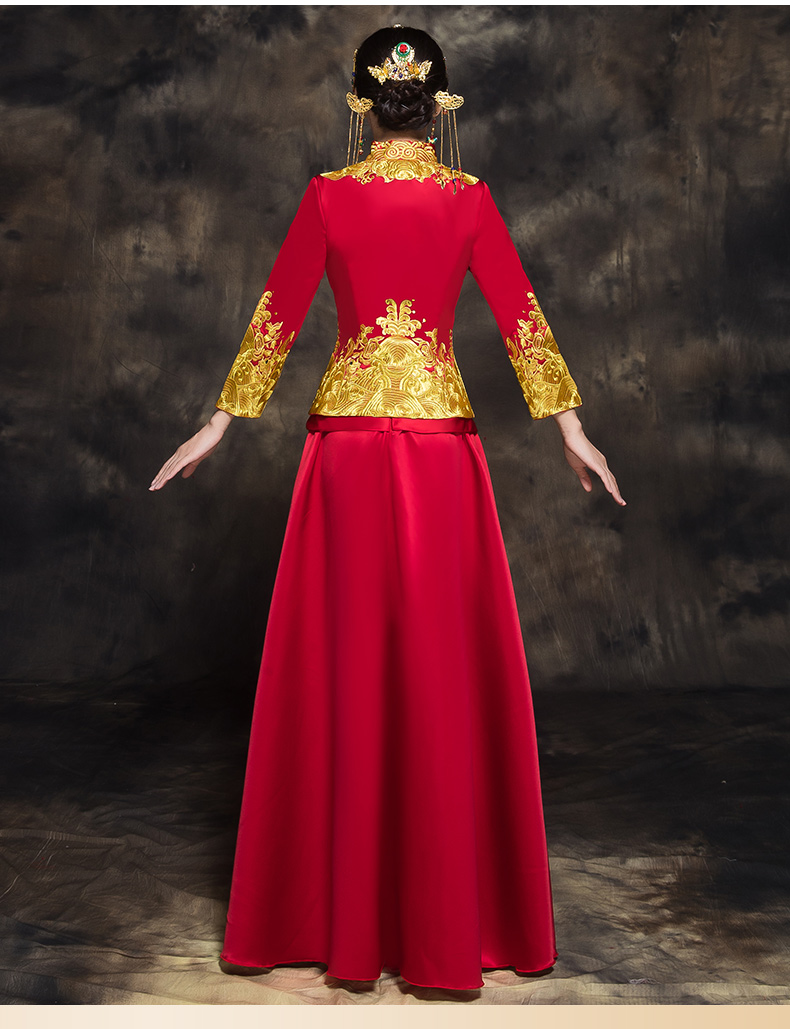 家佳樂文學(xué)新娘秀禾禮服，唯美中式結(jié)婚禮服