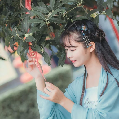 小清新漢服女子頭像，唯美古風(fēng)女子真人頭像