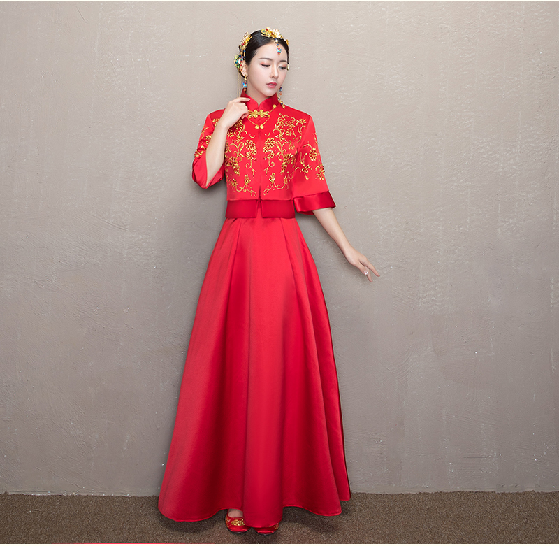 簡單大氣中式禮服，優(yōu)雅復(fù)古時(shí)尚家佳樂文學(xué)新娘禮