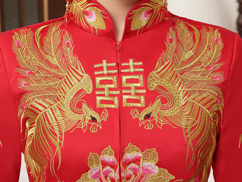 典雅復(fù)古中式禮服，復(fù)古時尚家佳樂文學(xué)新娘禮服