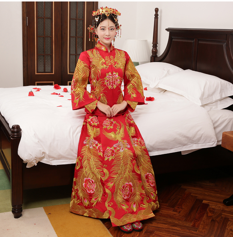 典雅復(fù)古中式禮服，復(fù)古時尚家佳樂文學(xué)新娘禮服