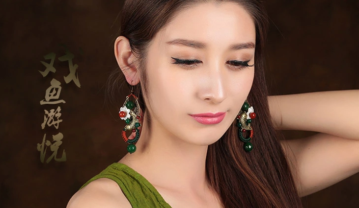 復(fù)古風(fēng)夸張耳墜，貝殼花朵魚(yú)耳環(huán)