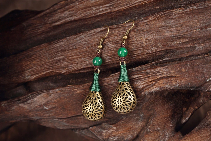 手工復(fù)古風(fēng)鏤空耳墜，古典氣質(zhì)家佳樂文學(xué)耳環(huán)