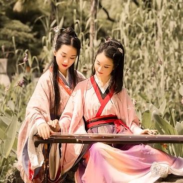 親密無間漢服古風頭像，唯美古風閨蜜頭像