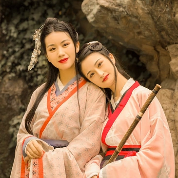 親密無間漢服古風頭像，唯美古風閨蜜頭像