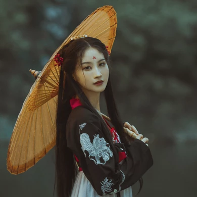 紅妝帶傘古風(fēng)頭像，唯美古風(fēng)真人女子頭像