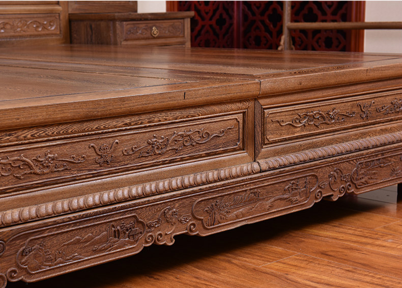 明清古典雞翅木家具，仿古實木雕花中式床