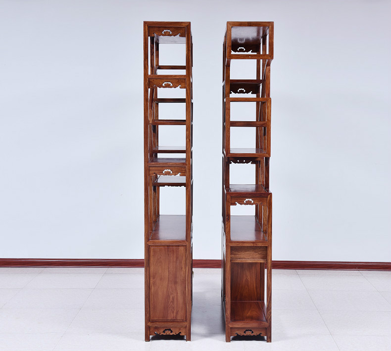 紅實木中式博古架，仿古實木雕花博古架