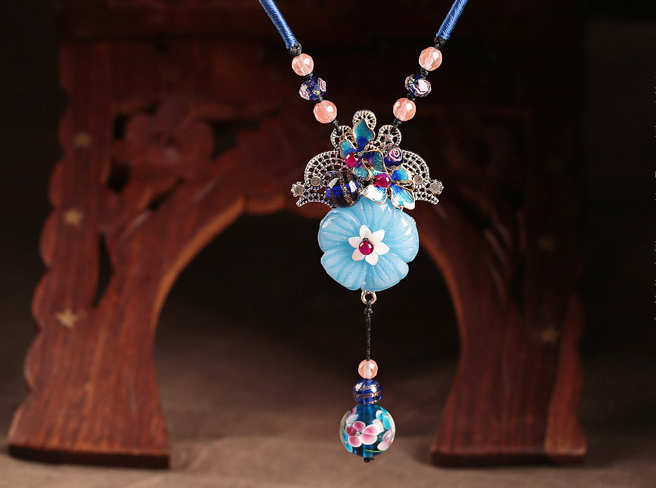 幽藍(lán)繁香家佳樂文學(xué)吊墜毛衣鏈復(fù)古項鏈