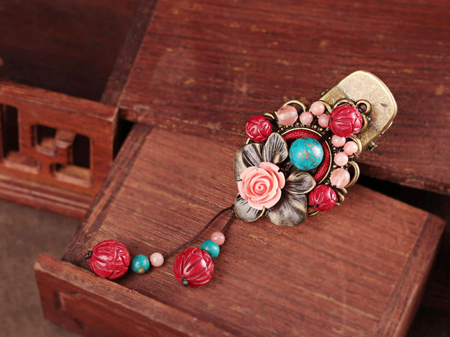 嬌顏家佳樂文學發(fā)夾復古頭花頭飾