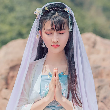 飄逸帶團扇小清新頭像，唯美古風女子真人頭像