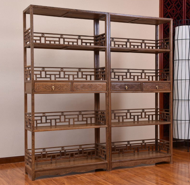 簡(jiǎn)約大氣實(shí)木博古架，雞翅木新中式仿古博古架