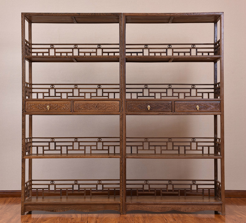 簡(jiǎn)約大氣實(shí)木博古架，雞翅木新中式仿古博古架