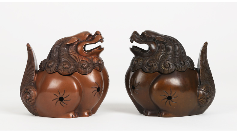 唐獅熏香爐，仿古紫銅檀香爐