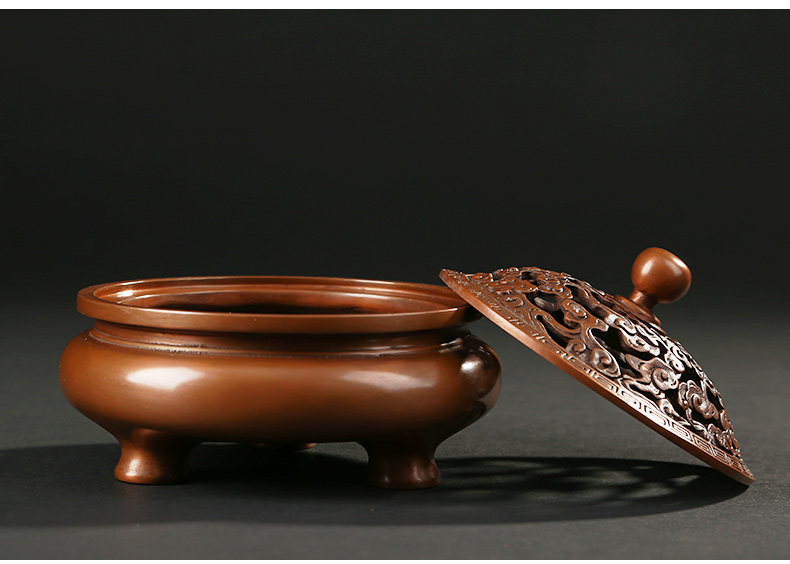 鏤空云紋熏香爐，仿古紫銅鏤空香爐