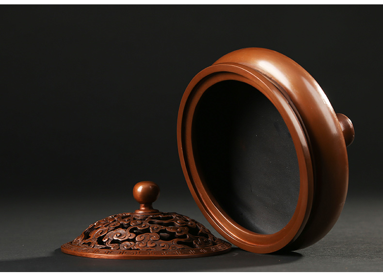 鏤空云紋熏香爐，仿古紫銅鏤空香爐