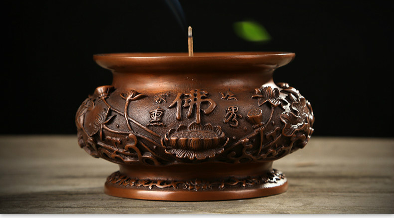 蓮花荷葉雕花香爐，仿古供佛熏香爐