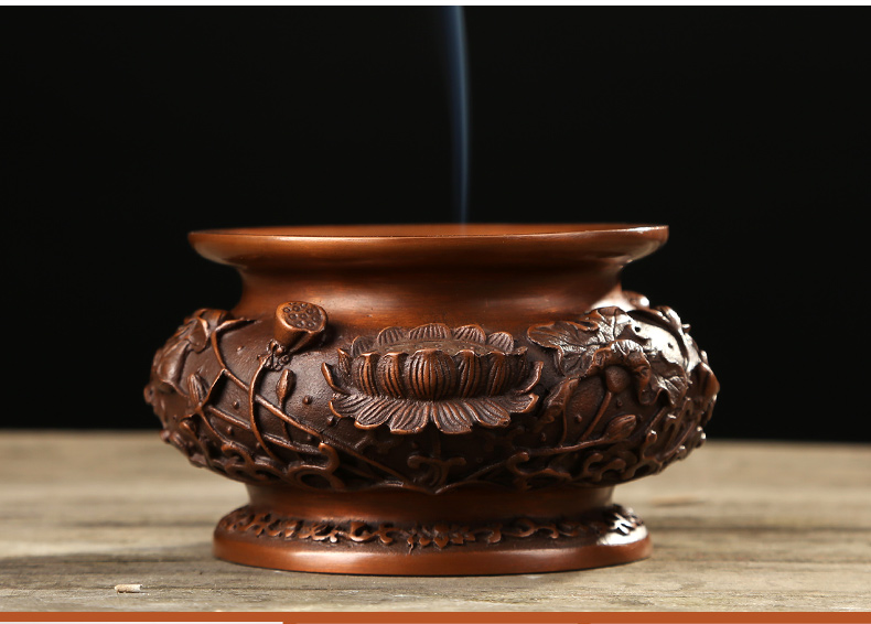 蓮花荷葉雕花香爐，仿古供佛熏香爐