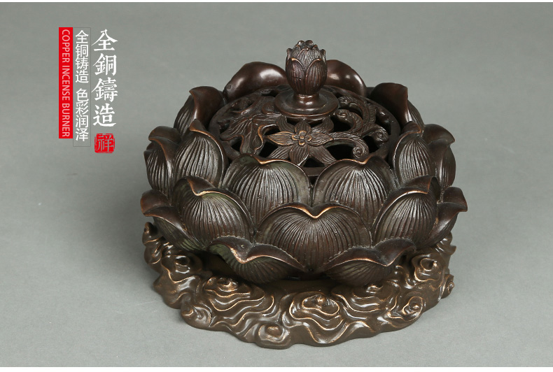 精致蓮花香爐，仿古純銅香爐