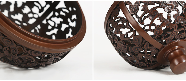 云浮紋如意鏤空香爐，仿古蝙蝠祥云銅香爐