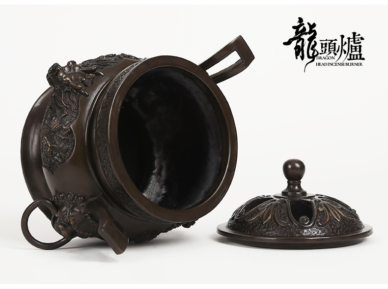 祥獅雕刻香爐，仿古神龍銅香爐