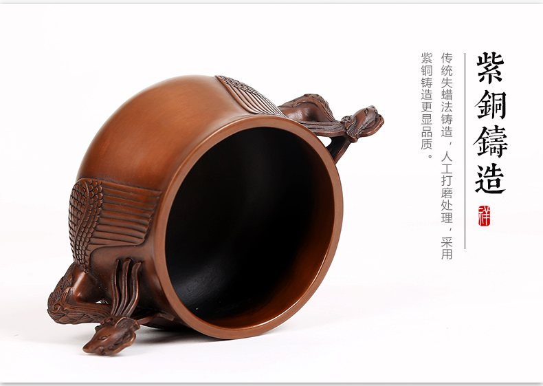 紫銅雙鳳耳香爐，仿古無蓋熏香爐