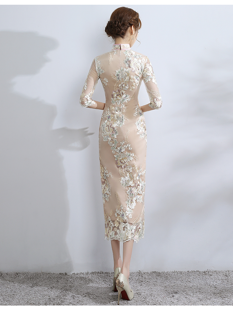 小清新蕾絲旗袍，改良時(shí)尚魚尾旗袍裙