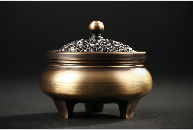 三足藤花熏香爐，拉絲仿古香爐