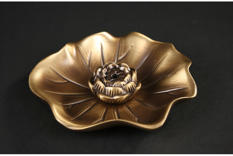 蓮花荷葉香插，仿古色無蓋香爐