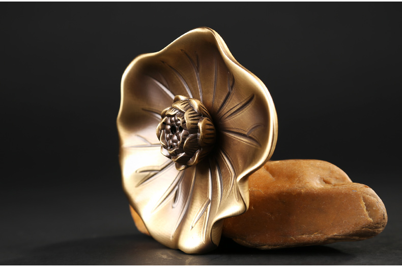 蓮花荷葉香插，仿古色無蓋香爐